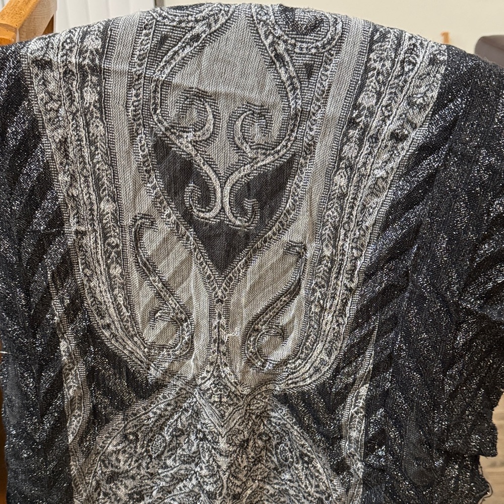 Black and Silver Patterned Scarf